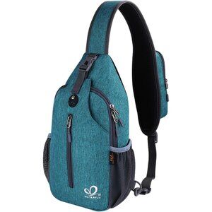 Waterfly Men Women Teal Blue Crossbody Adjustable Strap Hiking Sling Backpack
